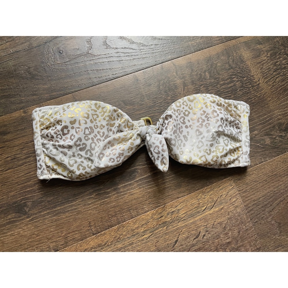 Victoria's Secret‎ Strapless Silver & Gold Leopard Print Bikini Top